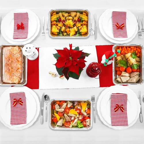 Vista 7 de 50 recipientes de aluminio para galletas de Navidad, con tapas, desechables con cubiertas de cartón con temática navideña, moldes para hornear