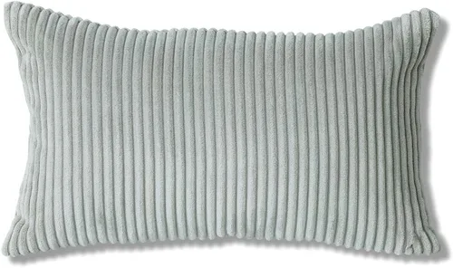 Vista 8 de Artscope Fundas de almohada de pana a rayas acogedoras súper suaves decorativas oblongas, fundas de cojín para sofá, dormitorio, decoración de Gris