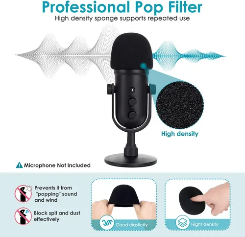 Vista 3 de Seiren V2 X Funda de espuma o Razer Seiren V2 Pro Mic Pop Filter, cubierta de micrófono compatible con micrófonos USB Razer Seiren V2 Pro y Razer