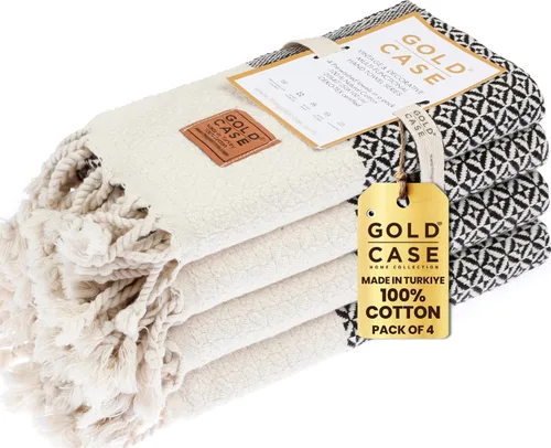 Vista 35 de Gold CASE - Juego de 4 Toallas de Mano Turcas para Baño, 20 x 40 pulgadas, Toallas de Baño 100% Algodón, Toalla Pequeña de Cocina Aphrodite