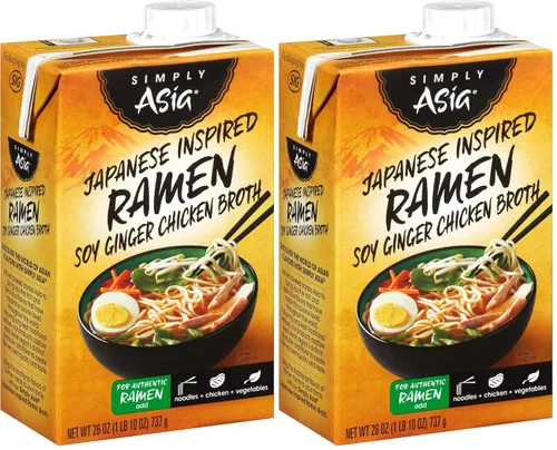 Vista 9 de Simply Asia Caldo de pollo con jengibre y soja de inspiración japonesa, 26 onzas líquidas