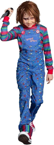 Vista 2 de Party City Chucky Halloween Costume for Girls, Childs Play, Includes Jumpsuit