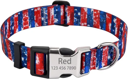 Vista 17 de Collar de perro personalizado con la bandera estadounidense, collar patriótico para perro del 4 de julio, collares temáticos para perros para el Día