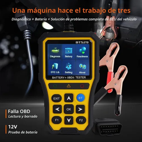 Vista 4 de Escáner OBD2 2 en 1 con probador de batería, lector de código de motor Elite 2025 y probador de batería de 12 V para AGM/EFB, analizador