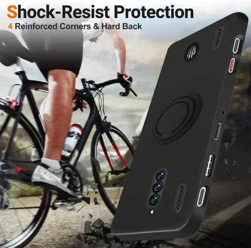 Vista 6 de Red Magic 8 Pro - Funda para teléfono con protector de pantalla de cristal, soporte de anillo giratorio 360 grados, soporte magnético, funda