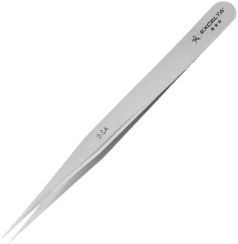 Vista 10 de Excelta 3C-SA-ET Pinzas de precisión puntiagudas rectas muy finas, agarre suave con protección TealShield Ergo-Tweeze, acero inoxidable