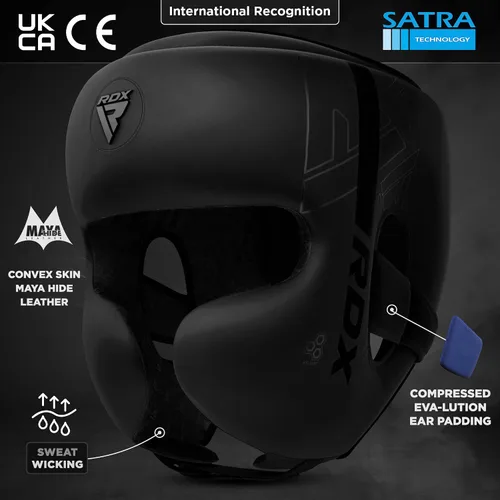 Vista 3 de RDX Casco de boxeo, entrenamiento de MMA, Kara acolchado ajustable, casco de Muay Thai, Kickboxing, Sparring, Artes Marciales, Karate, casco
