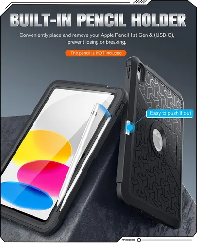 Vista 6 de MoKo Funda para iPad (A16) de 11ª/10ª generación 2025/2022, resistente a prueba de golpes, doble capa protectora de cuerpo completo, protector