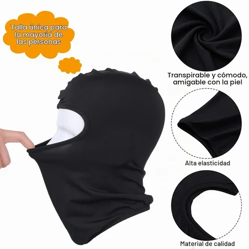 Vista 3 de Máscara de esquí de 8 piezas, máscara de cara completa, protección UV, pasamontañas de seda de hielo de verano, polaina para el cuello, para mujeres