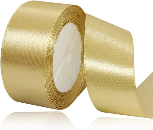Vista 135 de Cinta de Satén Beige de Color Sólido, 1-1/2 Pulgadas x 25 Yardas, Cinta de Satén de Tela para Envolver Regalos, Manualidades, Hacer Lazos