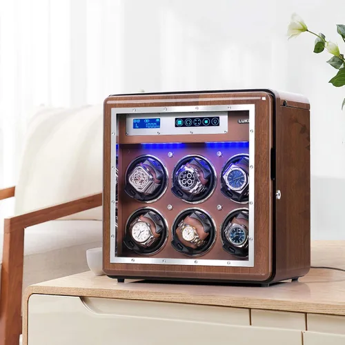 Vista 7 de Automatic Watch Winder Luxury Walnut Watch Winder for Rolex with Quiet Motor and Adjustable Upgraded Watch Pillows AC Adapter Watch Winder Box for