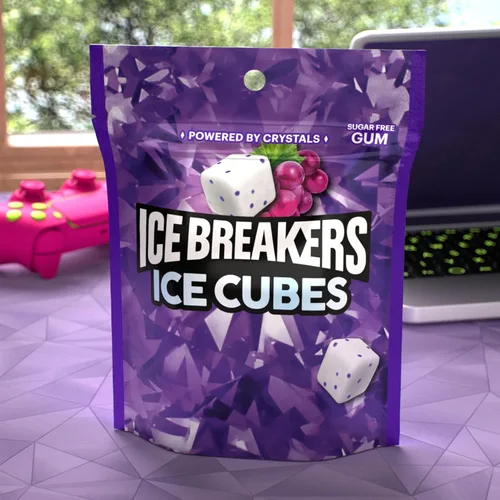 Vista 6 de ICE BREAKERS Ice Cubes Arctic Grape - Bolsa de goma de mascar sin azúcar, 8.11 onzas (100 piezas)