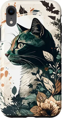 Vista 8 de Funda para iPhone 15 con diseño de gato con diseño de acuarela para jardín botánico