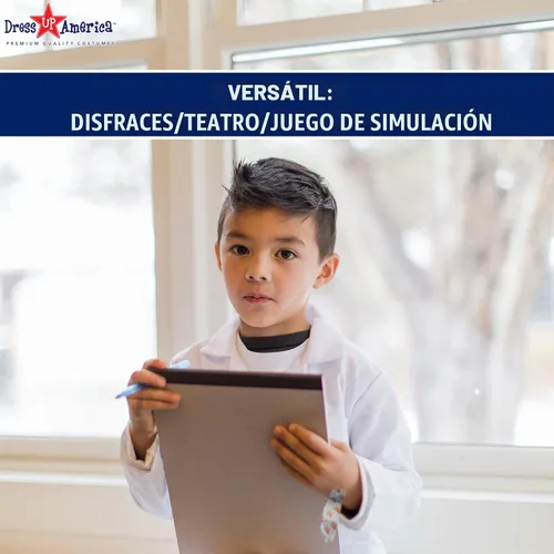 Vista 6 de Dress Up America Abrigo de laboratorio para niños, blanco, personalizable