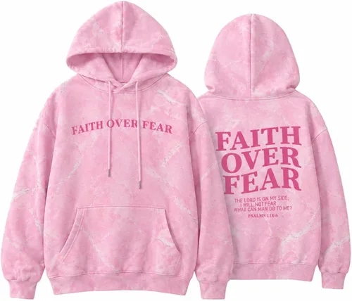 Vista 13 de BANGELY Sudadera Fe Sobre el Miedo para Mujeres, Sudadera Cristiana con Gráfico, Dichos Religiosos Cristianos, Jersey de Biblia, Tops de Pullover
