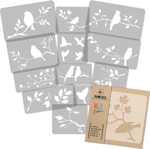 Vista 15 de NAKLEO Juego de plantillas de pintura para niños, 14 plantillas de 3.5 x 4.7 pulgadas a 9.1 x 13.4 pulgadas, plantas de otoño, plantillas de dibujo