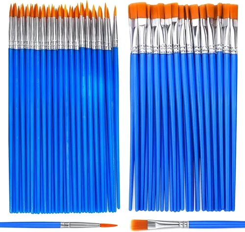 Vista 11 de AROIC Pinceles de Pintura Pequeños al Por Mayor, 110 Piezas de Pinceles de Pelo de Nailon Negro con Juego de Pinceles de Pintura Acrílica de Punta