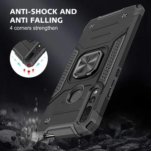 Vista 4 de Asuwish Funda compatible con Huawei Y9 Prime 2019 y protector de pantalla de vidrio templado, soporte de anillo celular con soporte para teléfono