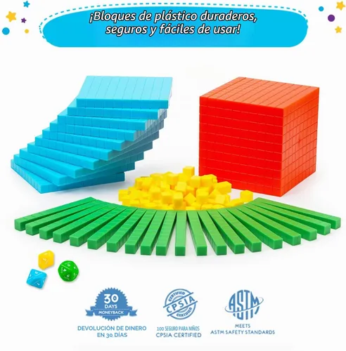 Vista 5 de Simply magic - 141 bloques base de diez bloques para matemáticas, cubos de números de valor de lugar Math Manipulatives K-3, Unit Blocks 1st 2nd