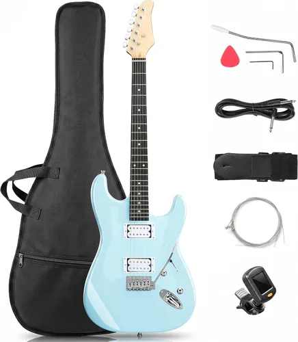 Vista 4 de Ktaxon 39 Inch Electric Guitar H-H Pickup Left-Handed Matte Black Basswood Body, Maple Neck, Tech Wood Fingerboard, 22 frets, C-shaped neck, Ideal