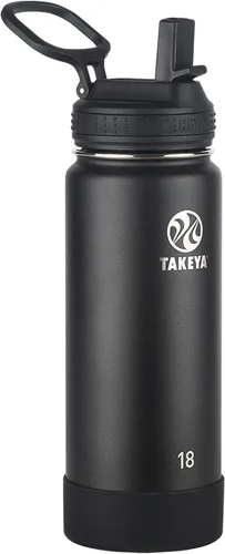 Vista 43 de Takeya Actives - Botella de agua con tapa con popote, duradera y de fácil cuidado, con aislamiento de acero inoxidable, tapa sin BPA con asa