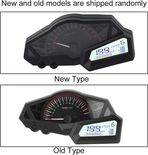Vista 5 de Acouto Velocímetro de motocicleta para 300 6 engranajes LCD motocicleta odómetro tacómetro velocidad medidor de combustible 15000RPM 0.0-123.7 mi/h