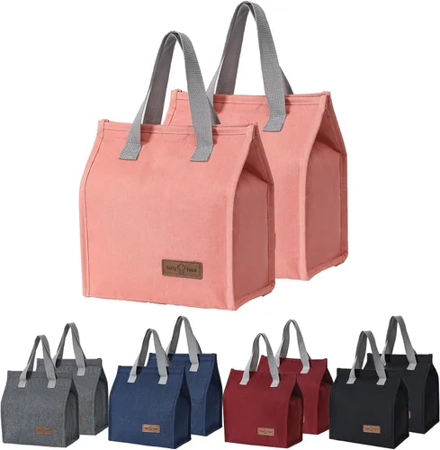 Vista 9 de Bolsa de almuerzo aislada, bolsa de lonchera, bolsa de almuerzo reutilizable, bolsa de almuerzo aislada para mujeres, hombres, trabajo, oficina