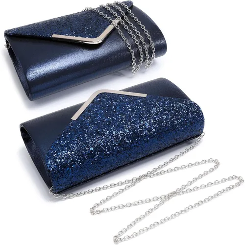 Vista 3 de Dasein Bolsos de noche para mujer, bolsos de mano formales para bodas, fiestas, bailes, bolsos con correa para el hombro y solapa con purpurina