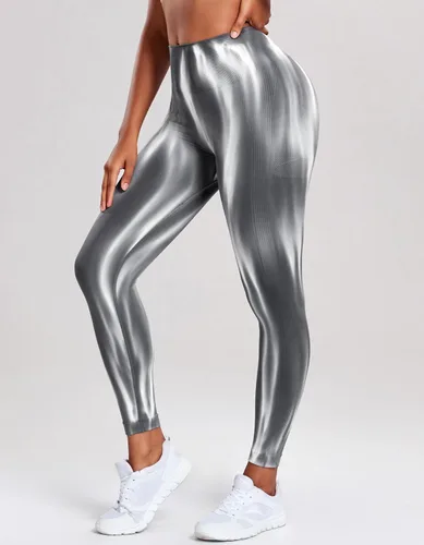 Vista 5 de FITTOO Leggings sin costuras con efecto de levantamiento de glúteos para mujer, teñido anudado, cintura alta, pantalones de yoga, entrenamiento