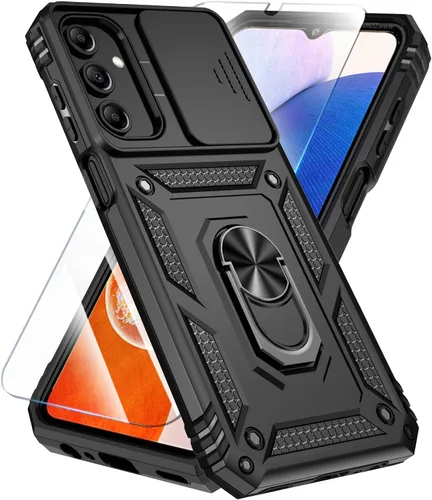 Vista 29 de SunStory Funda compatible con Samsung Galaxy A17 5G con protector de pantalla HD, cubierta de cámara deslizante y soporte de anillo giratorio, a