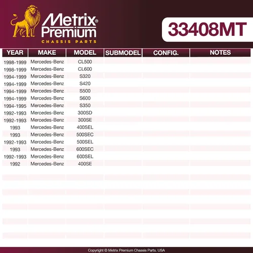 Vista 3 de Metrix Premium Chassis Parts Enlace central compatible con Mercedes-Benz 300SD 1992-1993