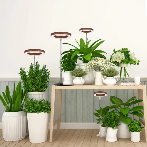Vista 6 de yadoker 72 LEDs Luz de cultivo de plantas para plantas de interior, Luz de escritorio de aluminio con grano de madera de nogal LED, Altura