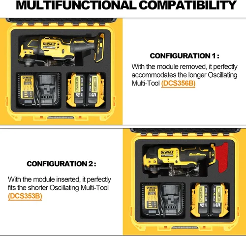 Vista 3 de Funda para multiherramienta oscilante Dewalt - Compatible con DCS356B DCS354B DCS353B, caja de herramientas protectora resistente