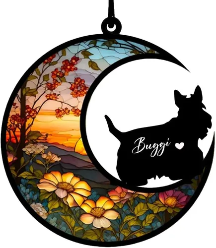 Vista 39 de Atrapasoles conmemorativos personalizados para perros Akita, nombre de perro personalizado, adorno de pérdida de perro, regalo para amantes