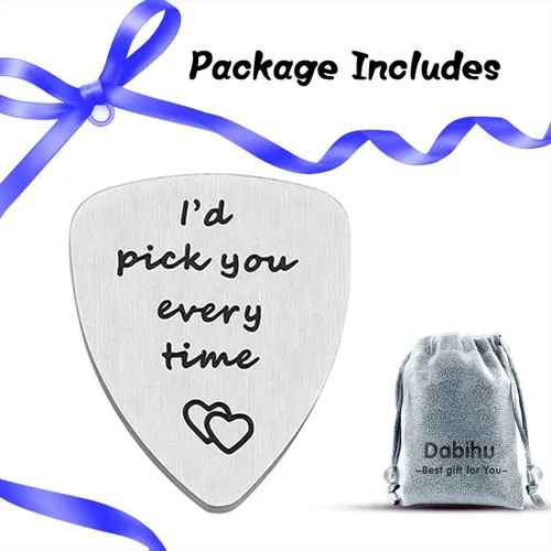Vista 7 de I d pick you every time Guitar Pick - Regalo musical para él/ella, aniversario, Navidad, boda, San Valentín, regalo para hombres y mujeres, joyería