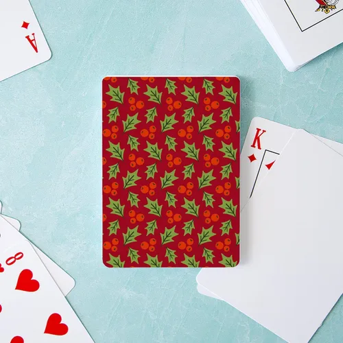 Vista 3 de CafePress Christmas Holly Pattern Standard Size Playing Cards