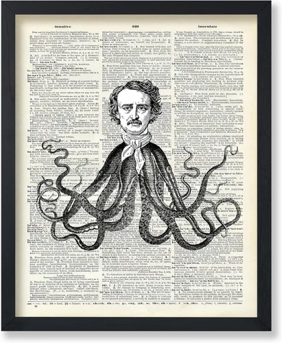 Vista 32 de Poster Master Póster de pulpo para parejas, póster de diccionario, arte Kraken, regalo romántico para él, ella, amantes, decoración náutica