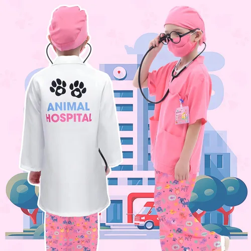 Vista 3 de G.C Disfraz de veterinario para niños pequeños, kit de médico médico, veterinario, juego de disfraz de Halloween para niños y niñas, día