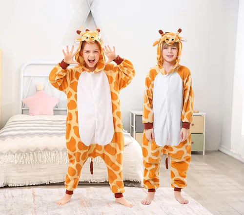 Vista 3 de Pijama de una pieza Canasour mono de mapache talla 4-10 unisex para niño Jirafa naranja