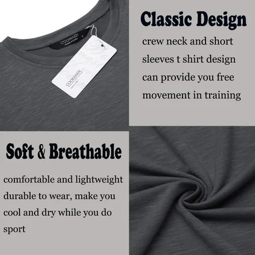 Vista 5 de COOFANDY Camiseta de entrenamiento muscular para hombre, camiseta de manga corta para gimnasio, culturismo, moda