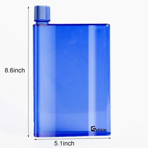 Vista 2 de Botella de agua plana y reutilizable de 14.2 fl oz portátil, cabe en el bolsillo y la esquina aleatoria. Taza portátil para la escuela, deportes