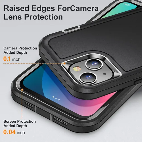 Vista 5 de Funda para iPhone 13 para hombre, híbrida a prueba de caídas, resistente, a prueba de golpes, ajuste delgado, funda protectora para iPhone 13/14