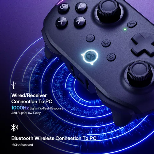 Vista 3 de NYXI Master P1 Wireless PC Controller, Dual-Mode Triggers, Hall Effect Joystick, 1000Hz Polling Rate, Mute control, 6-Axis Gyro, Turbo, Lockable