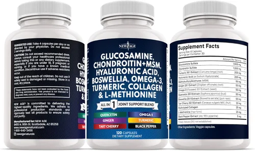 Vista 7 de Glucosamina Condroitina, MSM, Cúrcuma Curcumina, Colágeno, Ácido Hialurónico, Omega 3 – Suplemento de Salud para Hombres y Mujeres – 360