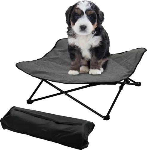 Vista 9 de Cama elevada para perro, catre elevado portátil para mascotas para exteriores e interiores, cama plegable para perro con cómoda bolsa de transporte