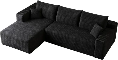 Vista 7 de Sofá deshuesado de 96 pulgadas, sofá modular en forma de L, color negro