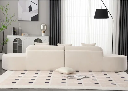 Vista 8 de Sofá curvo de 130.5 pulgadas para sala de estar, moderno sofá modular minimalista en nube, sofá de gran tamaño comprimido sin hueso de 3 plazas