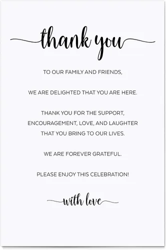 Vista 6 de 321Done Tarjeta de ajuste de lugar de agradecimiento para recién casados, agradecimiento por celebrar con nosotros, escritura minimalista de 4 x 6