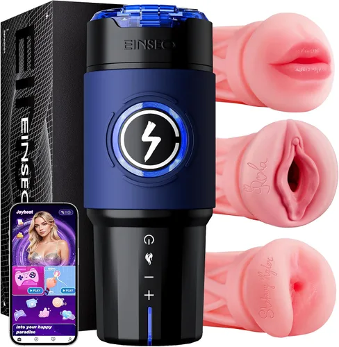 Vista 10 de EINSEO Juguetes Sexuales Masculinos Masturbador para Hombres - Control de IA y APP Masturbador de Empuje con Calentamiento 360°, Movimiento Suave