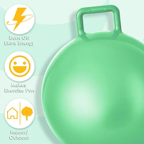 Vista 3 de Lewtemi 6 unidades de bola de tolva para carnaval al aire libre, pelota inflable de salto de 32 pulgadas con mango y bomba de aire para ejercicio